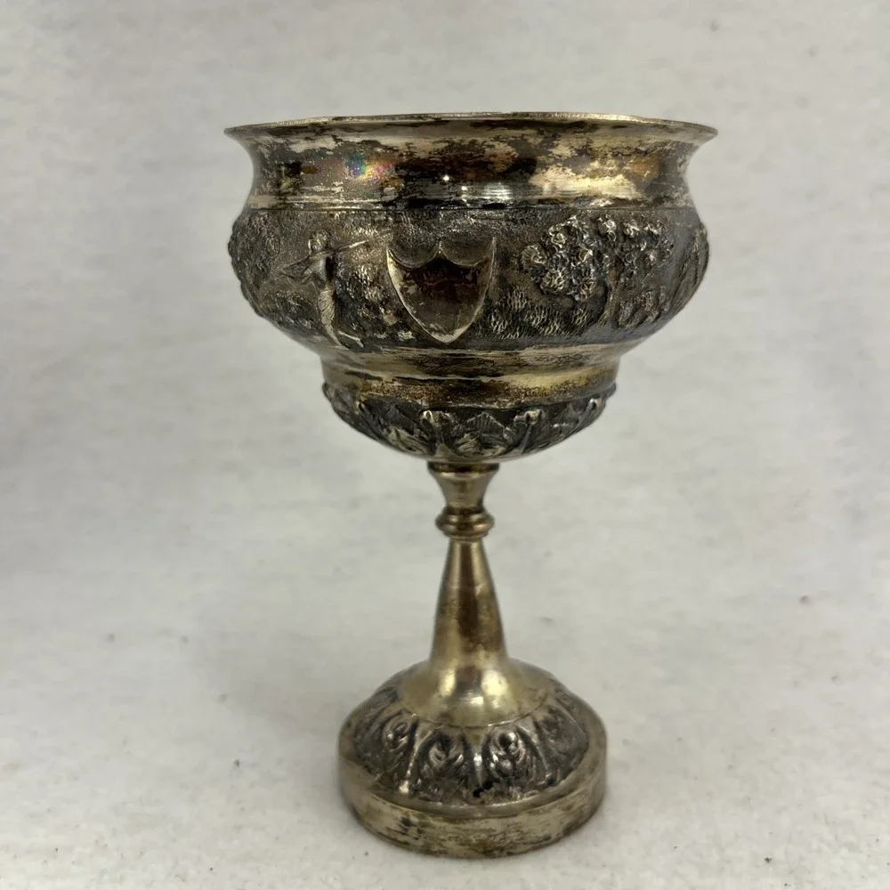 Antique Tibetan Tibet Buddhist Silverplate Yak Butter Lamp Cup , 5.5x3.5